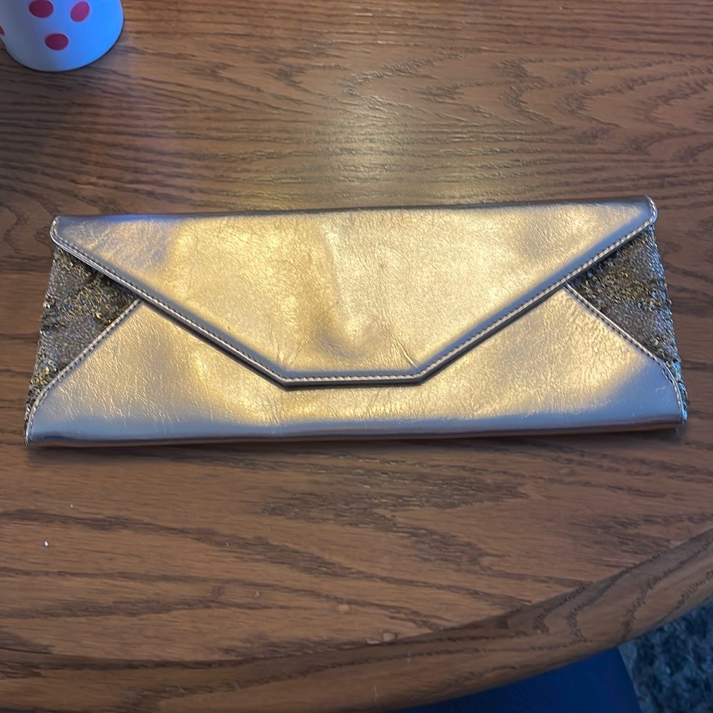 HTF DEEPA GURNANI X Accessories Council Metallic  Gold CLUTCH